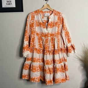 Tuckernuck Kasia Dress Ecru Clio Ruffle Mini Abstract Dress Orange Size …